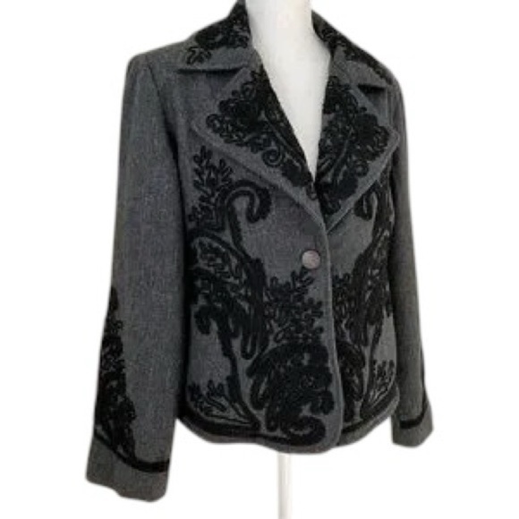 Soft Surroundings Embroidered Wool Blend Equestrian Western Blazer Women Small - Picture 11 of 11